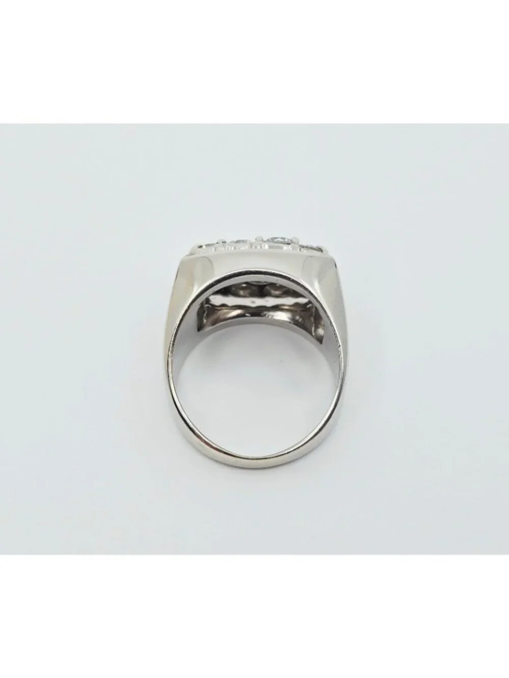 Unique 14K Karat Solid White Gold Designer Men's Diamond Cluster Ring - Size 10